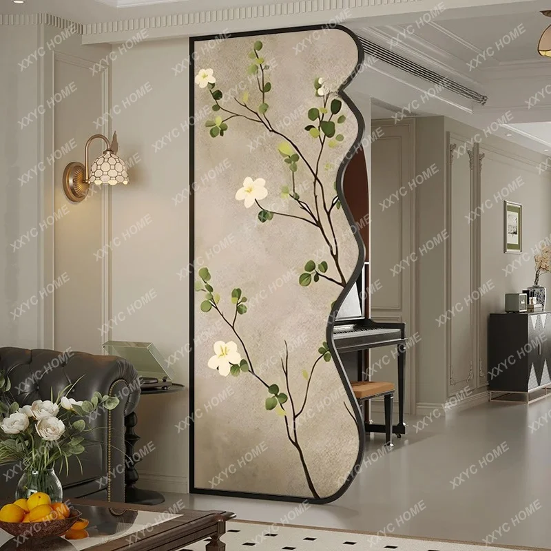 XX  medieval green plant stainless steel screen partition living room entrance sofa wrought iron screen