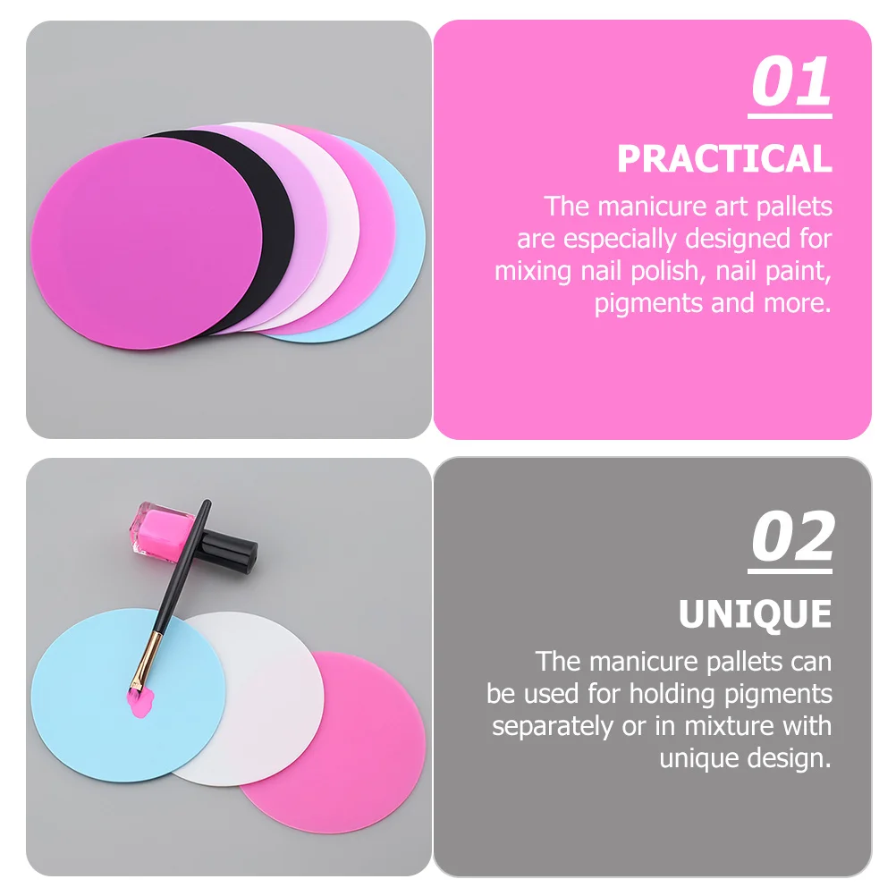 6 pçs manicure cor palete silicone placa de mistura da arte do prego para artistas do salão iniciantes unha polonês pigmento ferramenta paleta
