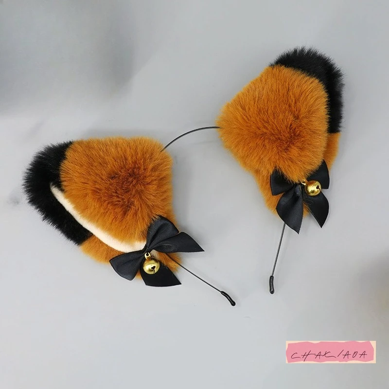 

Japanese Simulation Cat Ears Headband Handmade Plush Bow Animal Ears Funny Cat Ears Headgear Cute Hair Accessories Unisex