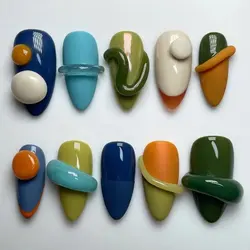 10Pcs Handmade Manicure Long Almond Fake Nails 2024 Cute Ballet Limited Nails Press On Nails Design with Adhesive Nail File Set