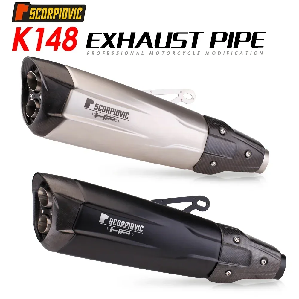 Exhaust Silencer for motorcycle, carbon fiber tube with double holes, DB Killer, for s1000rr, ZX10R, TMAX530, 560