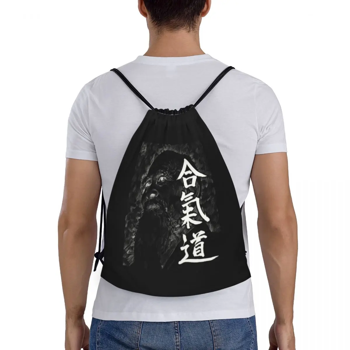 Ueshiba Aikido Mochila com Cordão para Homens e Mulheres, Leve, Japonesa, Arte Marcial, Ginásio, Esportes, Sacos Viajantes