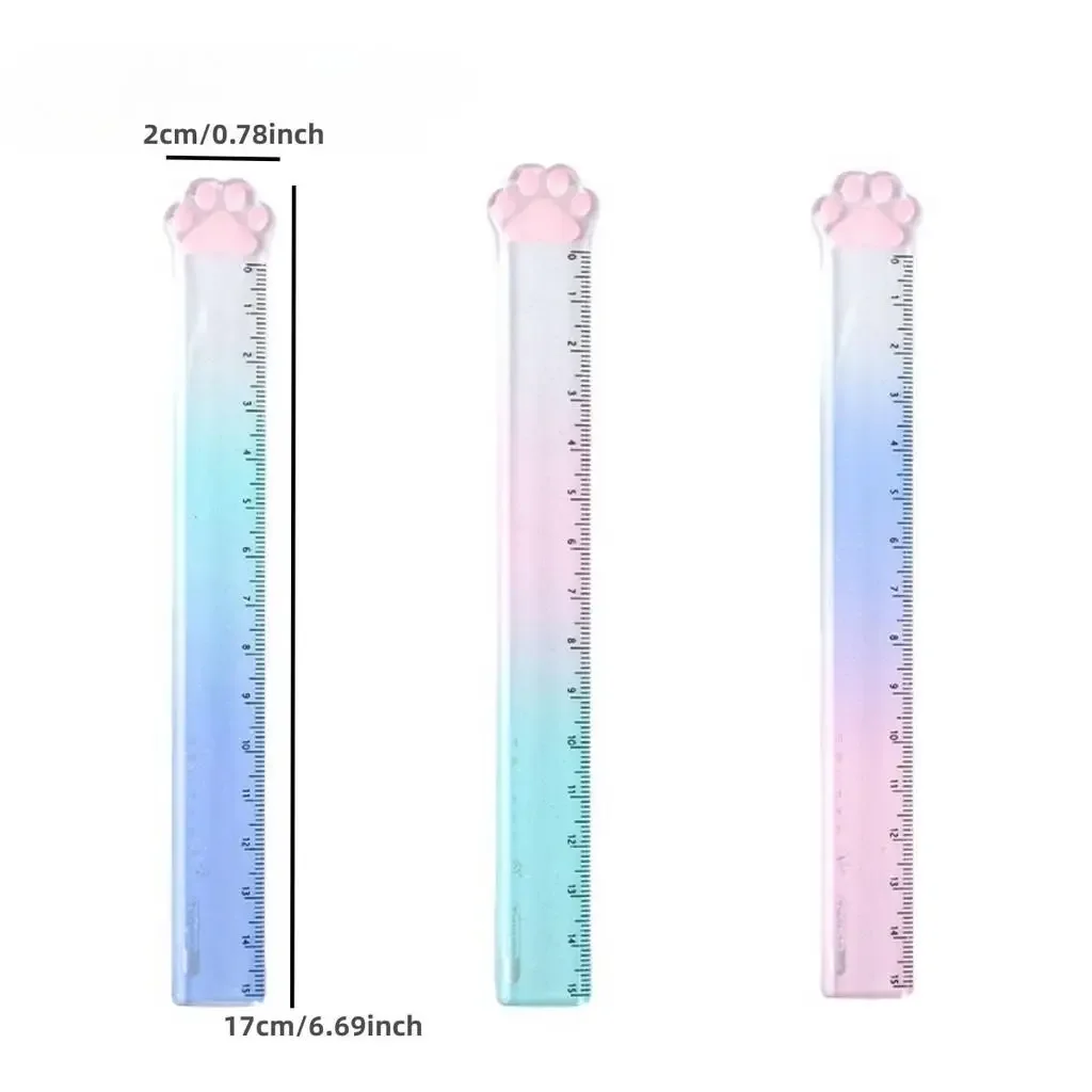 Straight Ruler 15M Cat Claw Cute Gradient Measuring Tool Korean Style School Stationery Supply Kawaii Accessories