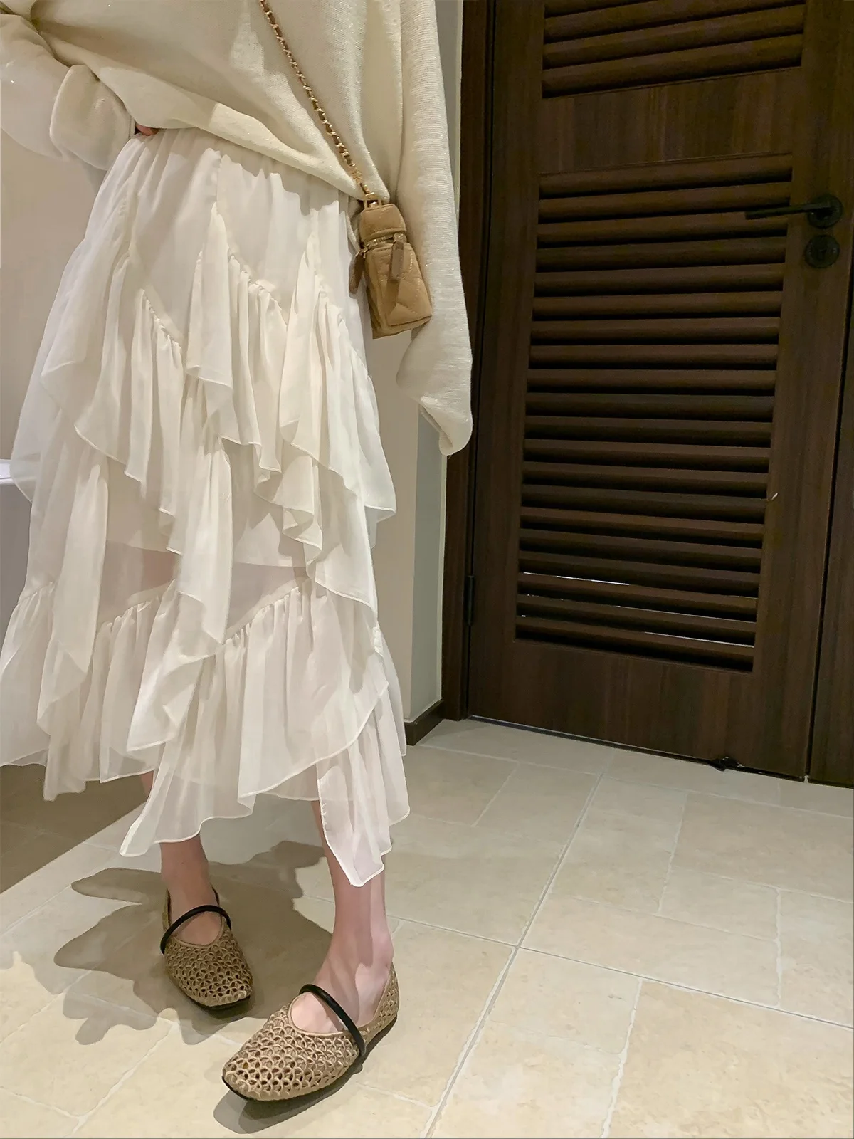 

Elegant Loose Long Skirt Women's High Waist Asymmetrical Hem Pure Color Drapey Spring Summer New Style Love Devil Fish