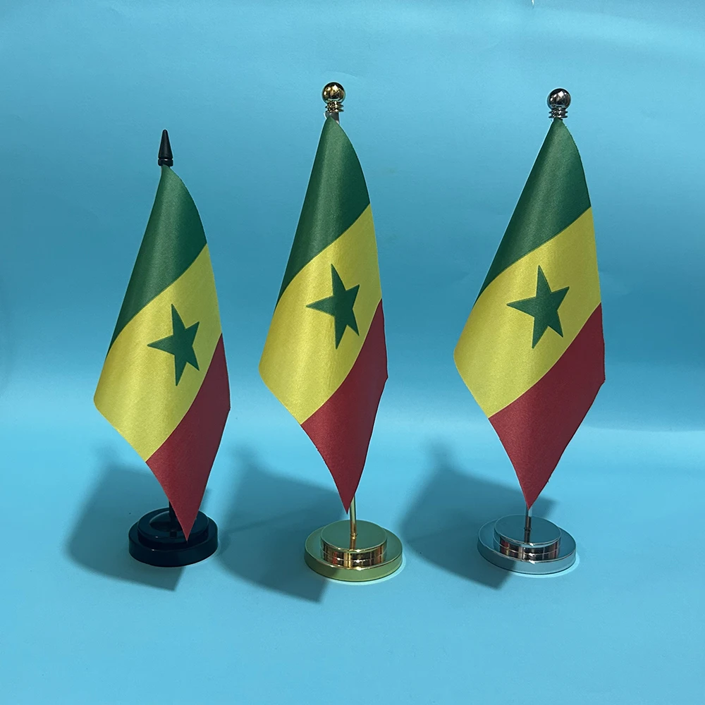 Drapeau de bureau SKY FLAG, drapeau du Sénégal, 14x21cm, en polyester, drapeau national du Sénégal, bannière de pays, ornements de bureau, drapeaux