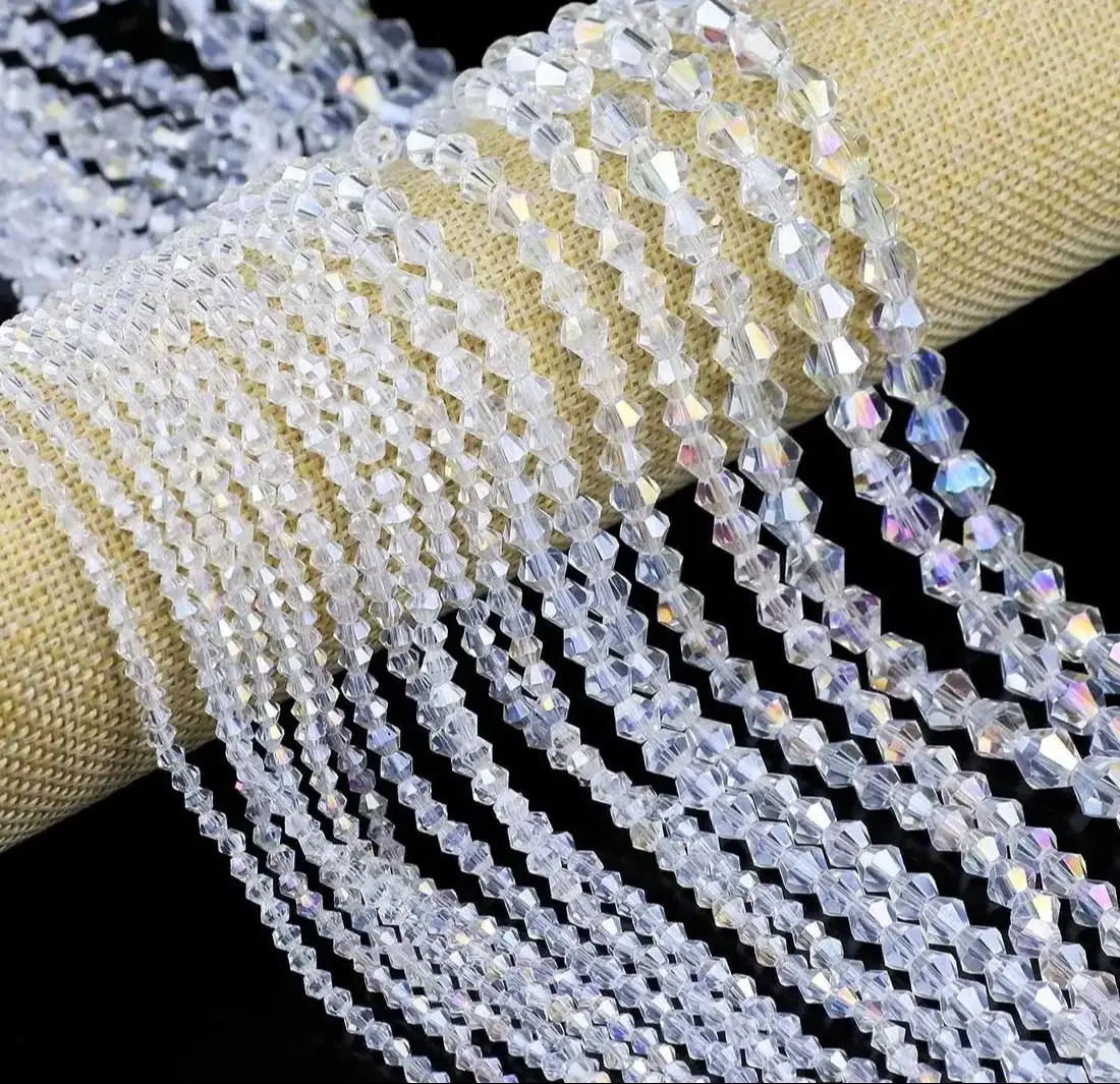 White AB Color Bicone transparent Austrian Crystal Glass Loose Spacer Beads for Jewelry Making Bracelet Necklace DIY 3/4/6/8mm