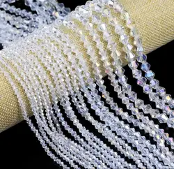White AB Color Bicone transparent Austrian Crystal Glass Loose Spacer Beads for Jewelry Making Bracelet Necklace DIY 3/4/6/8mm