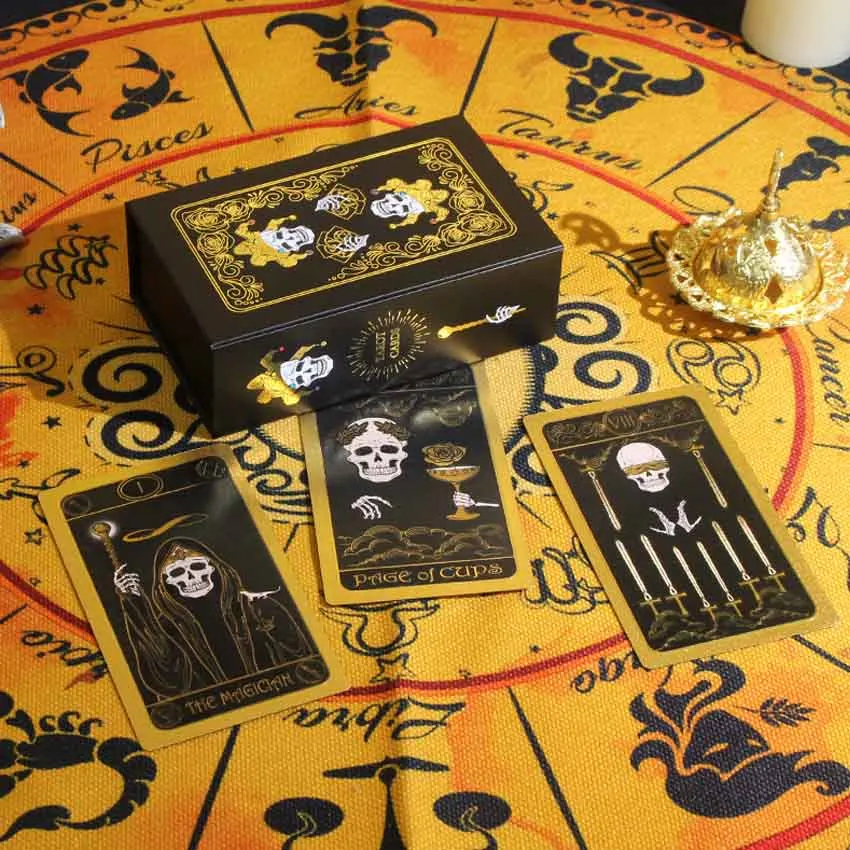 PVC Waterproof 12x7 cm Paper Manual Skull Tarot Card Game