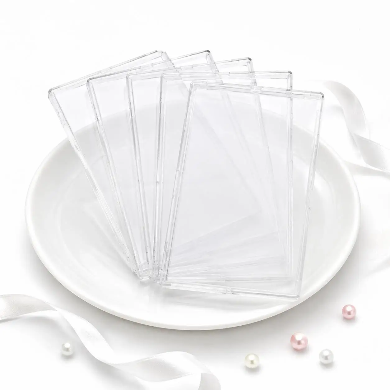 6/12pcs Clear Double Shell Hard Card Holders, Transparent Plastic Protector Cases for Trading & Idol Photo Collection XJM