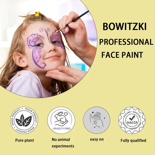Imagen 2 del producto Bowitzki-Kit de pintura facial profesional para niños y adultos, juego de pintura Facial, paleta de pastel dividida de un solo trazo, pintura corporal hipoalergénica
