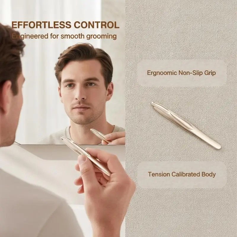 Stainless Steel Eyebrow Tweezers Precise Beard And Sideburn Trimming Gentle On Skin Light Round Head