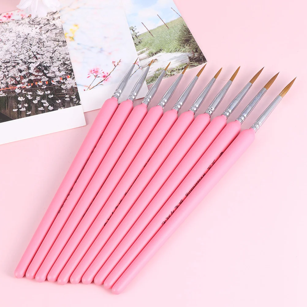 مجموعة فرش طلاء تفاصيل مكونة من 4 قطع من شعر الذئب ذو طرف رفيع لطلاء زيتي بألوان مائية من الأكريليك وتفصيل مصغر للفنانين في العمل للأطفال