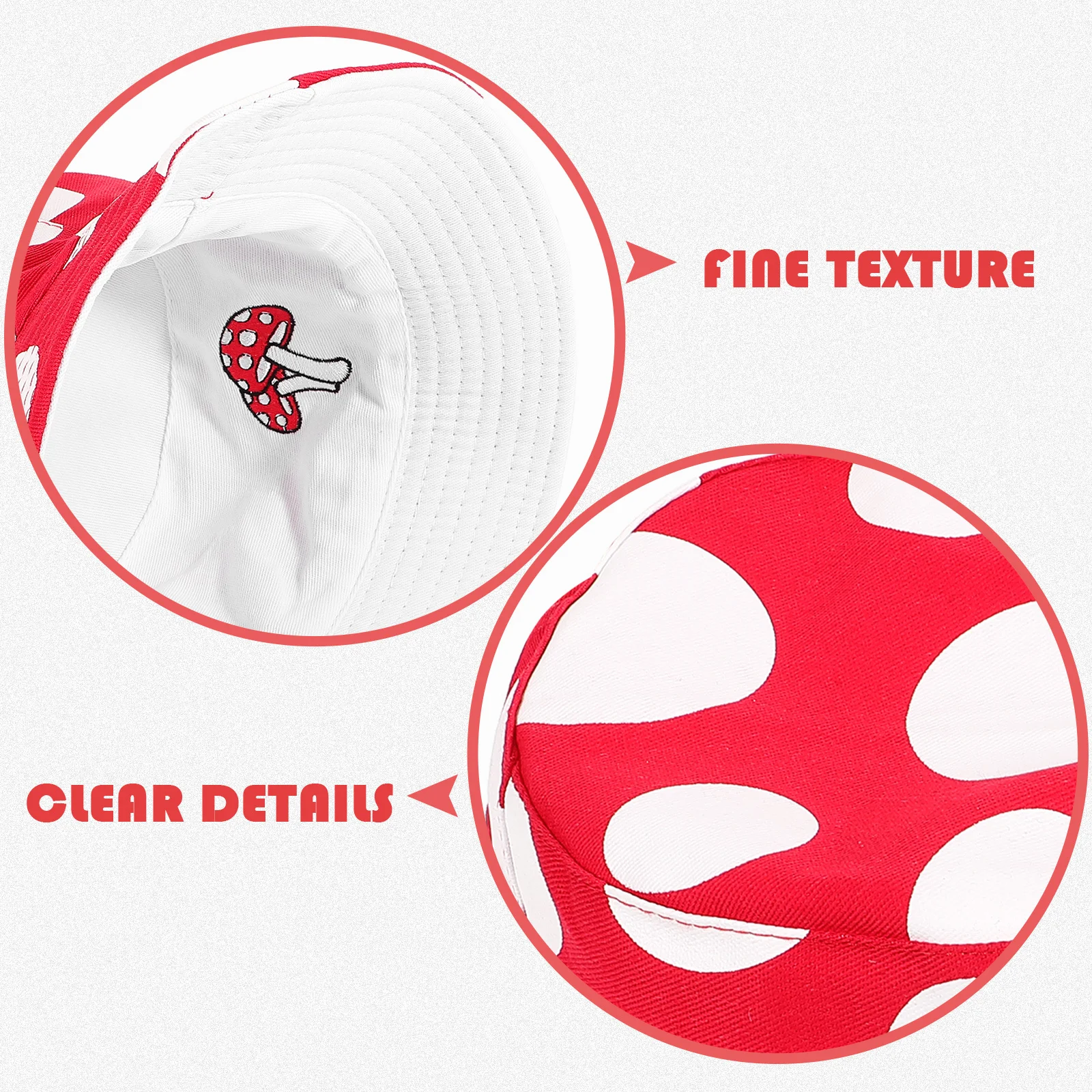 قبعة دلو بنمط الفطر، قبعات صياد مزدوجة الجوانب، أحمر أبيض للبالغين، حماية من الشمس في الهواء الطلق، عطلة الشاطئ، أنيقة #5