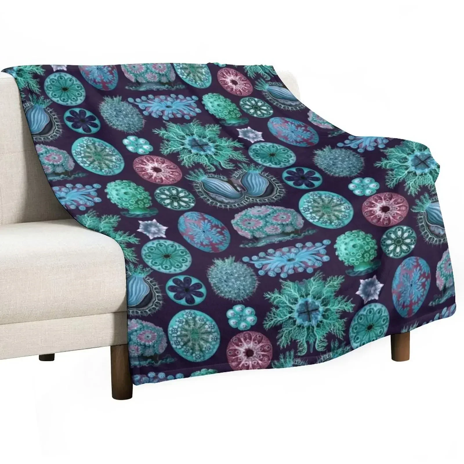 

Ernst Haeckel Ascidiae Sea Squirts Teal Colorway Throw Blanket Stuffeds Sofa Throw Luxury St blankets ands Blankets