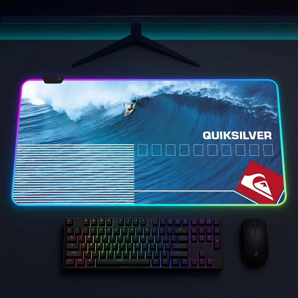 Alfombrilla de ratón Q-Quiksilver, alfombrilla de ratón para juegos de Anime, alfombrillas de mesa LED, alfombrillas de escritorio de goma retroiluminadas XXL RGB
