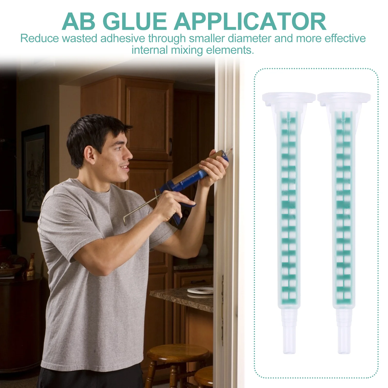 50 ชิ้นผสมท่อทนกรดหลอด AB กาว Applicator คู่มือ Sealant ผสมหัวฉีดอีพ็อกซี่น้ําหนักเบากาวสองส่วน