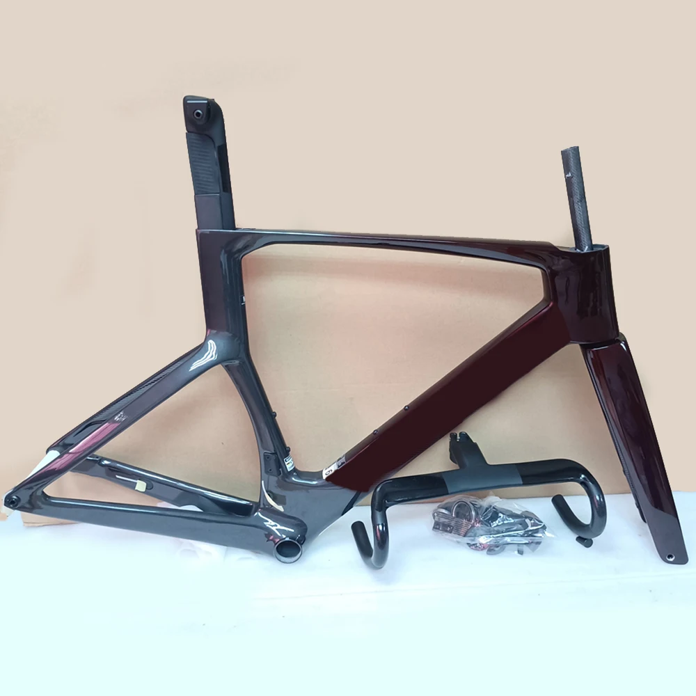 Carbon Frame for Road Bicycle, Disc Brake, Racing Bike Frames with Handlebar 8 Colors