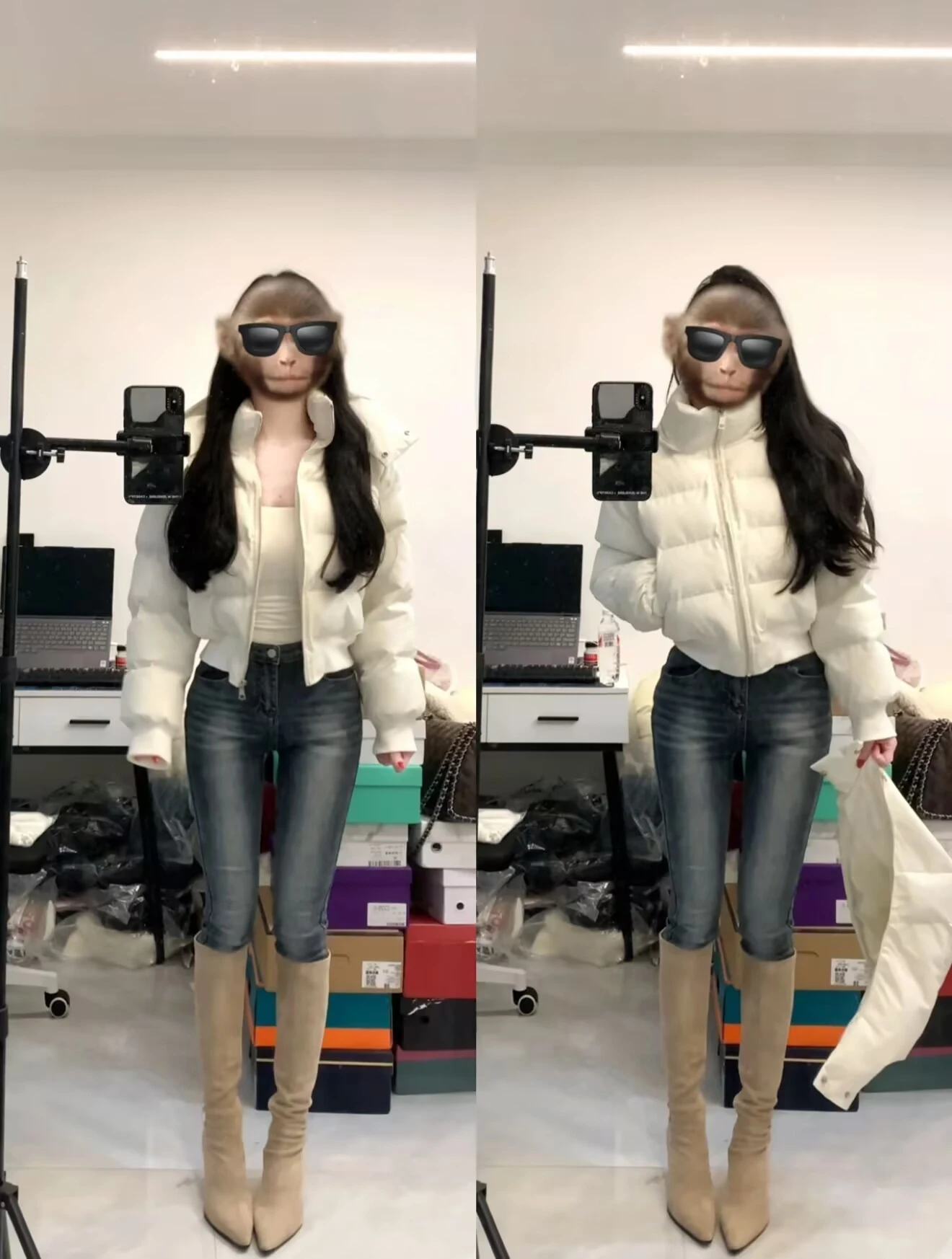 

Женские джинсы с высокой талией, эластичные, облегающие, в корейском стиле, синие, из денима, осенние, модные, укороченные (7/8)