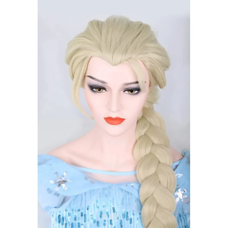 Elsa cosplay Wig Queen Princess Long Braid Heat Resistant Synthetic Hair Adult Women Halloween Party Anime Wigs   WigCap MN11