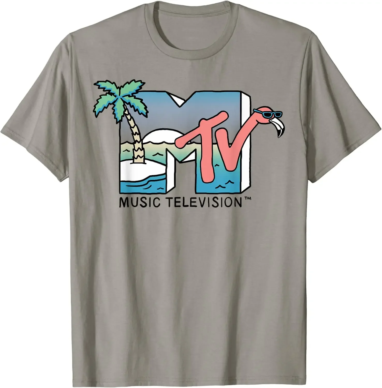 MTV Beachy Flamingo Scene Retro Logo Graphic T-Shirt