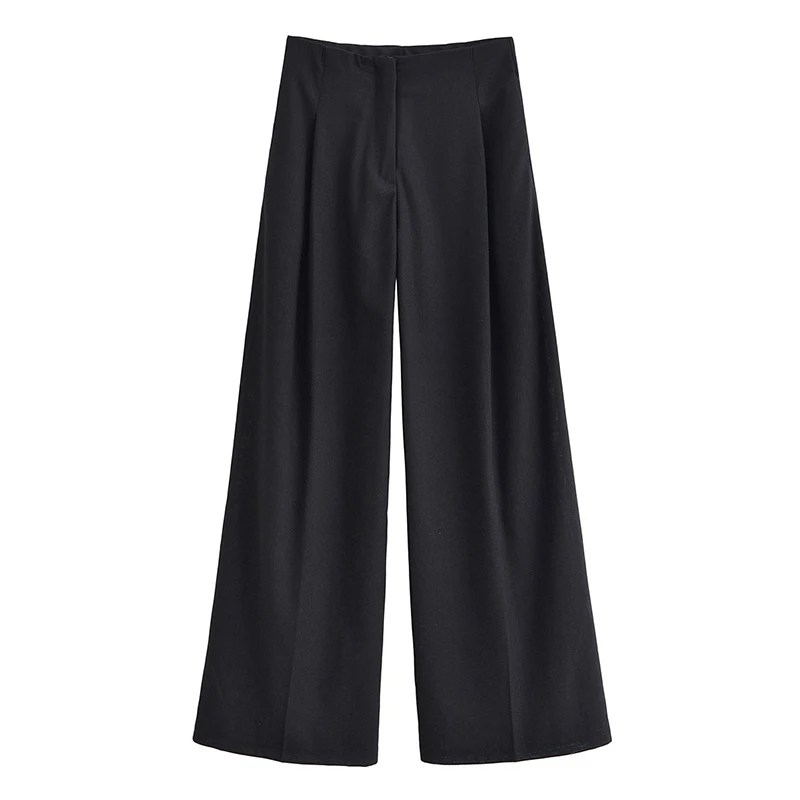 YENKYE جديد الخريف النساء موضة مكتب ارتداء عادية بنطال ذو قصة أرجل واسعة خمر عالية الخصر تنوعا بنطلونات خضراء