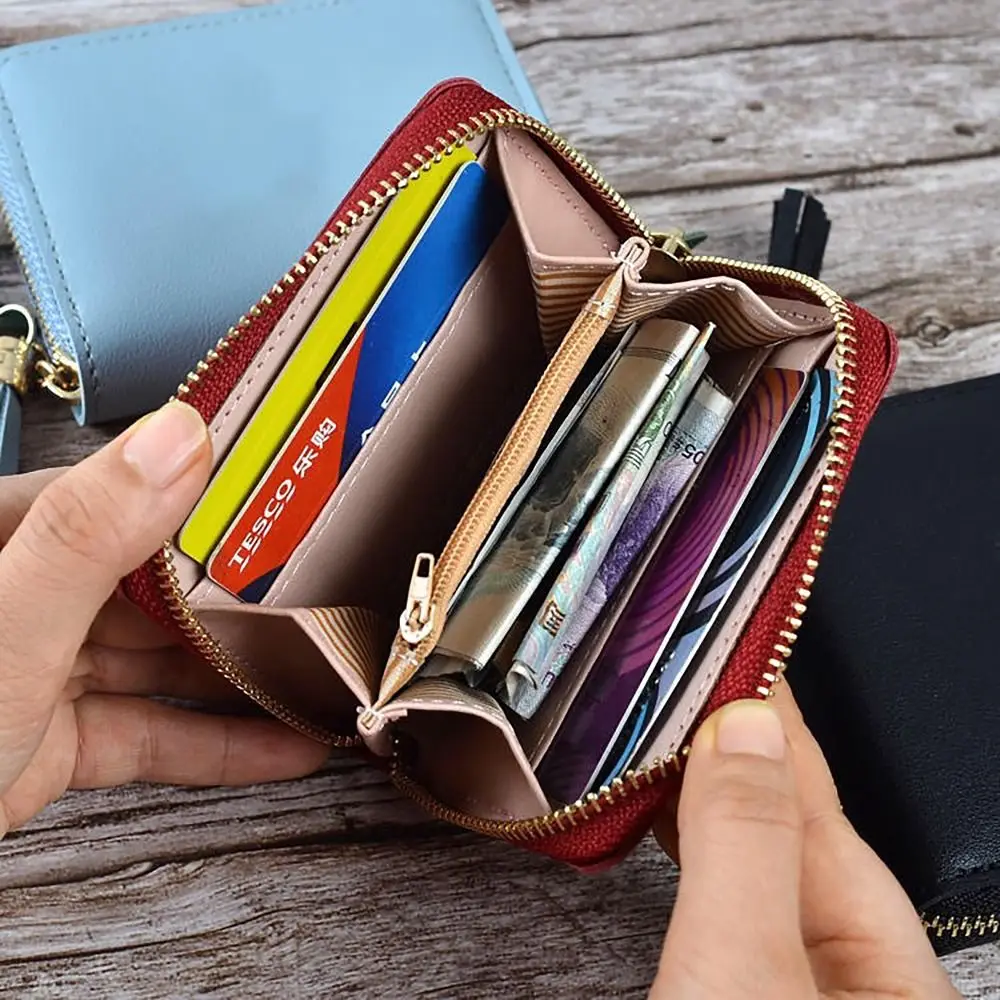 PU Leather Money Coin Purse Vintage Cute Panda Zipper Credit Card Holoder with Tassel Pendant Wallet Money Bag Women Girls