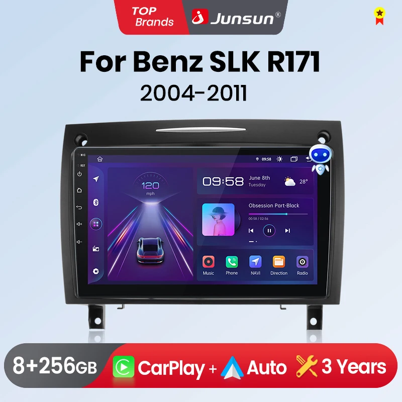 Junsun CarPlay Android Auto Car Radio For Mercedes Benz SLK Class R171 2004-2011 SLK 200 280 300 350 GPS Intelligent Systems