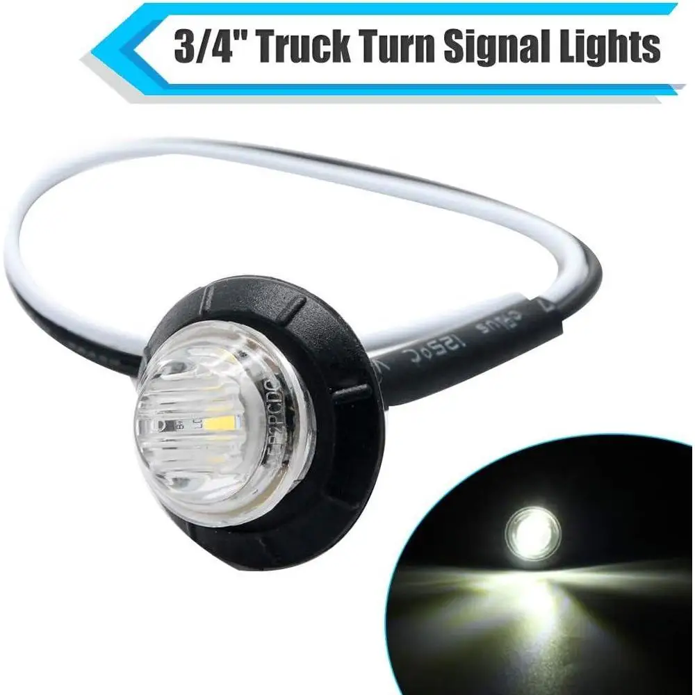 

2pcs Car Van Side 3LED Light Marker Turn Signal Lamp 12V 3/4" Mini White Universal for Camper Lamp Truck Trailers SUV Boat