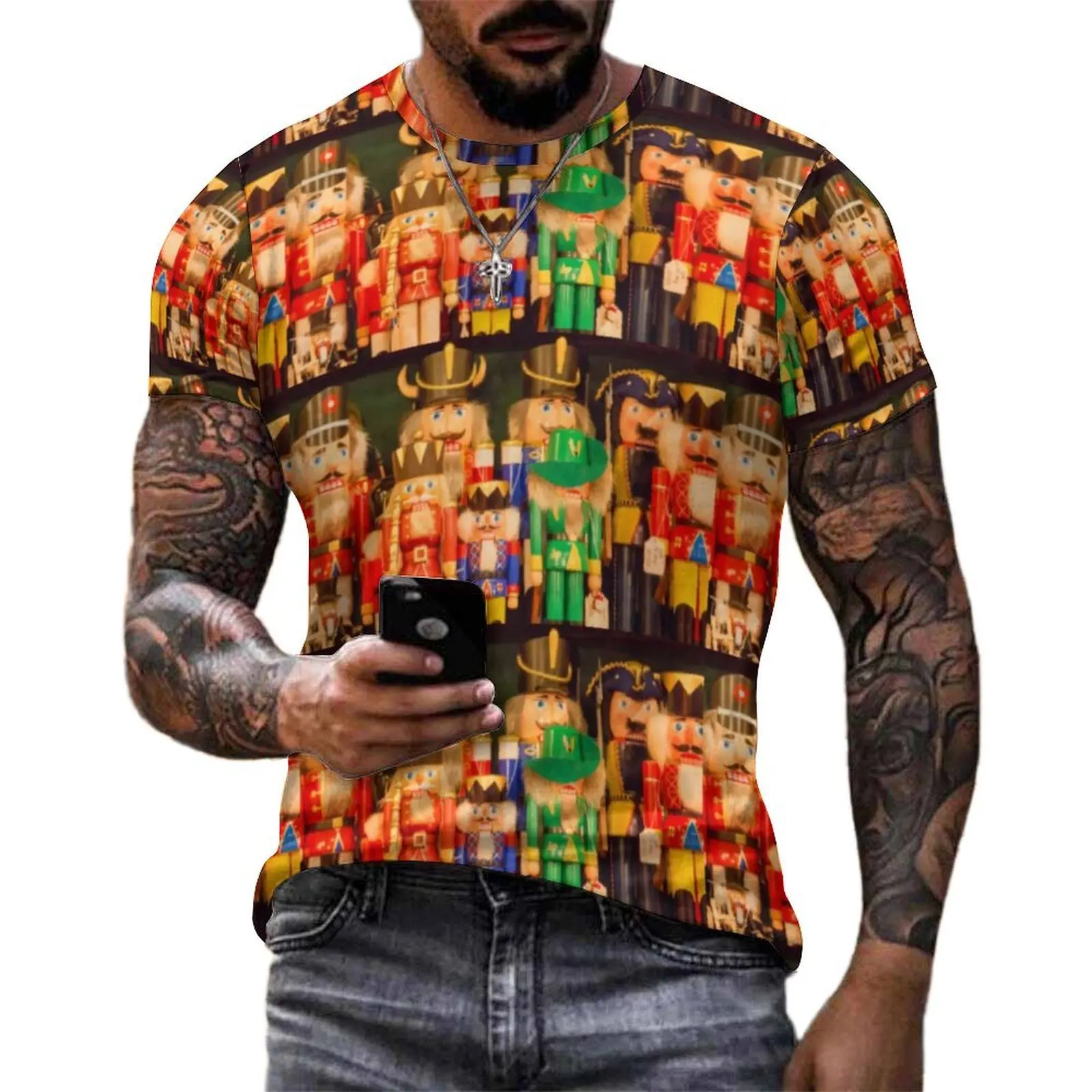 Army of Nutcracker T-Shirt Christmas Print Hippie T Shirts Short Sleeve Pattern Tshirt Dropshipping Summer Y2K Plus Size Clothes