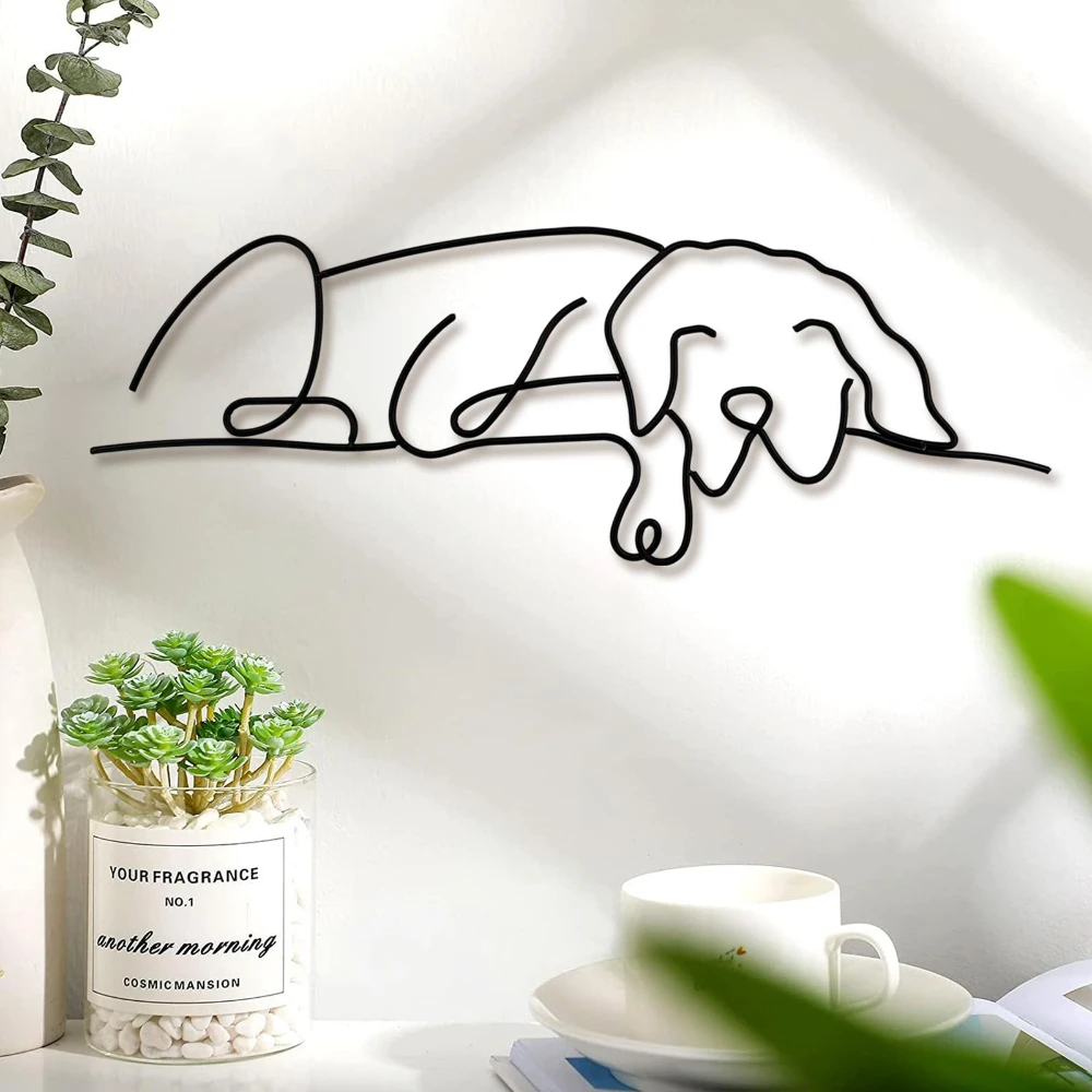 Metal Dog Wall Decor - Dog Wall Art ,Metal Wall Art ,Metal Wall Decor ,Minimalist Room & Living Room Wall Sticker(Sleeping Dog)