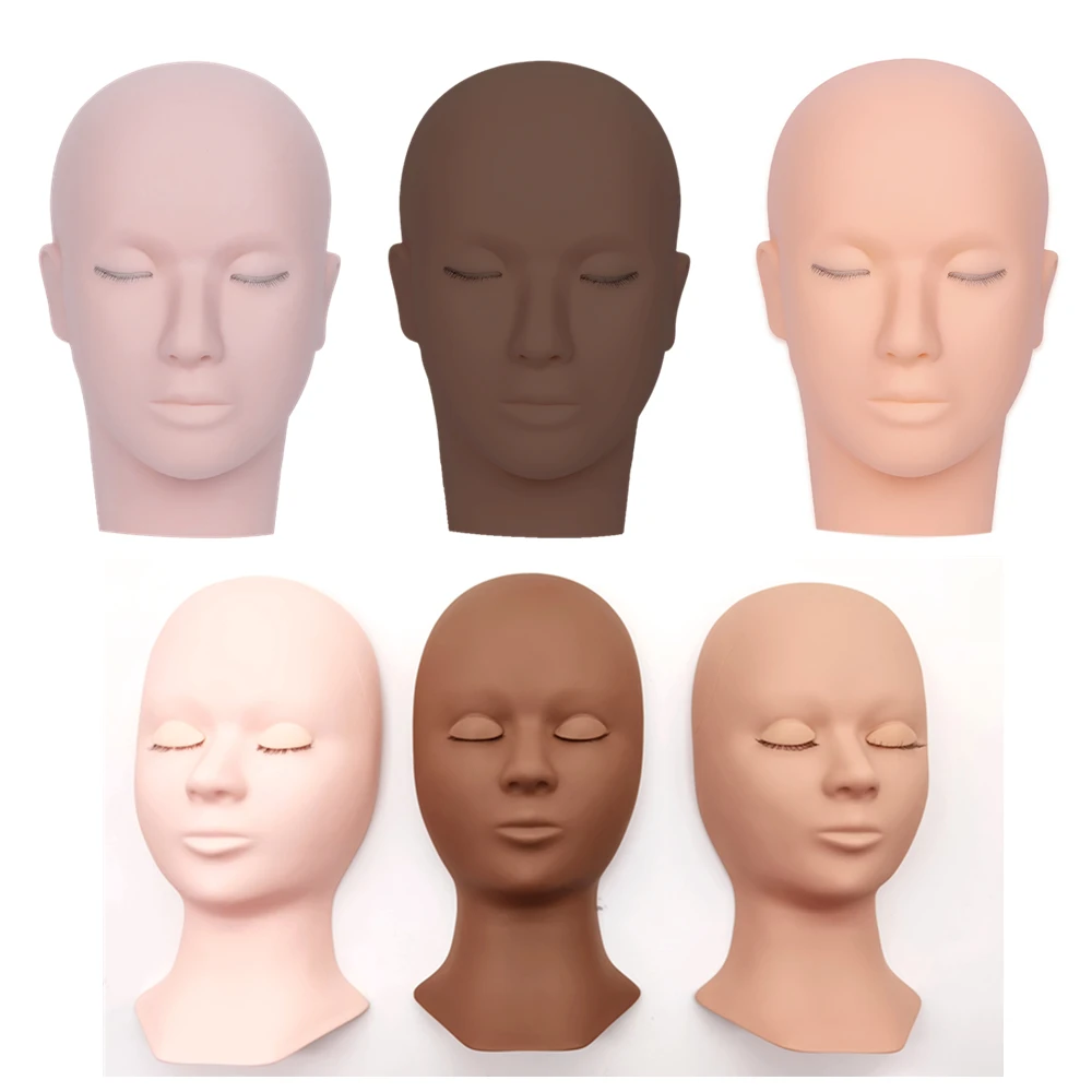 

Eyelash Extension Silicone Practice Mannequin Model Head Replacement Eyelids Beginner Training Head Pads Facial 3 Layers Lashes