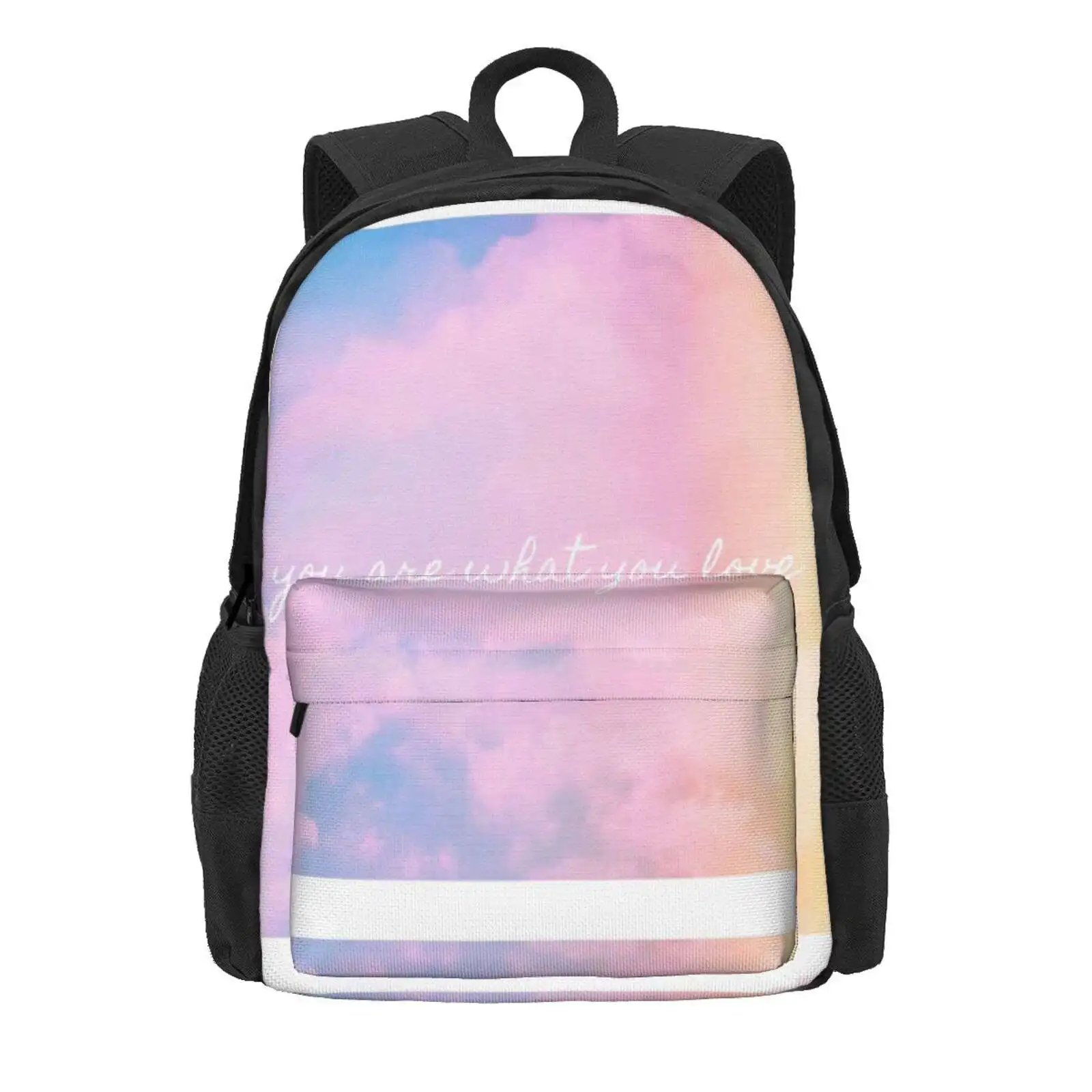 You Are What You Love Hot Sale Schoolbag Backpack Fashion Bags Pink Sunset Pretty Inspiring Music Lover Clouds Daylight Pastel