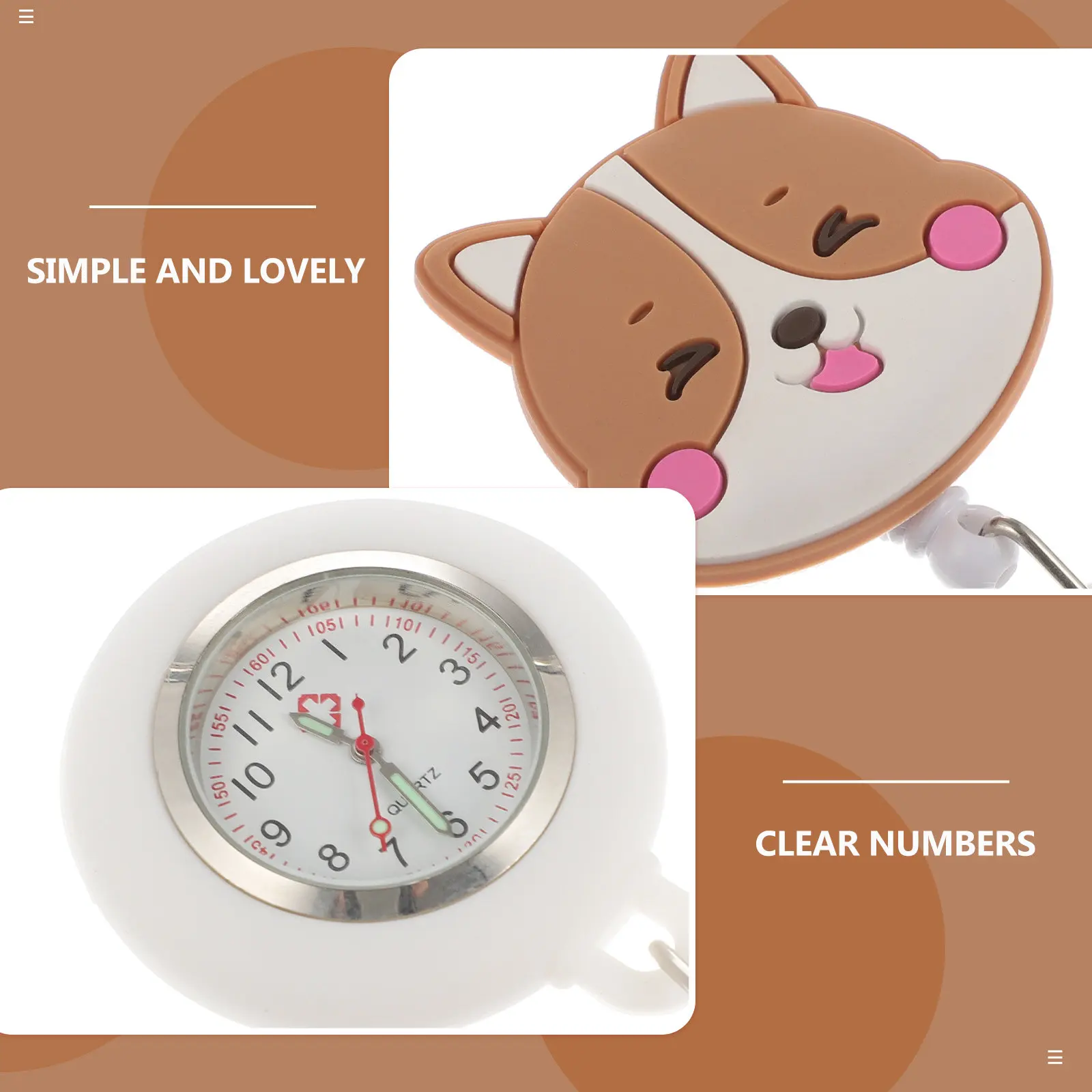1Pcs Nurse Pocket Watch Retractable Buckle Cartoon Hanging Delicate Portable Badge Scalable Hook Hanging Watch