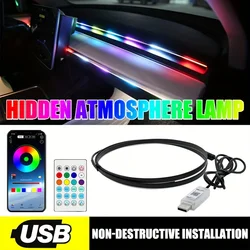 Araba Ortam Işıkları LED İç RGB Müzik Atmosfer Lambası USB APP Araba Aydınlatma Otomatik BMW E90 Audi LED bar araba aksesuarları