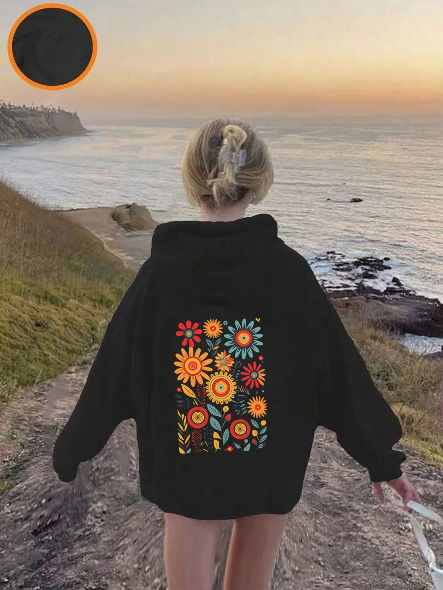 2024 Autumn Boho Wildflowers Print Hoodie Girls Boy Long Sleeve Aesthetic Plant Style Flower Trend Hoody Fashion Kids Sweatshirt