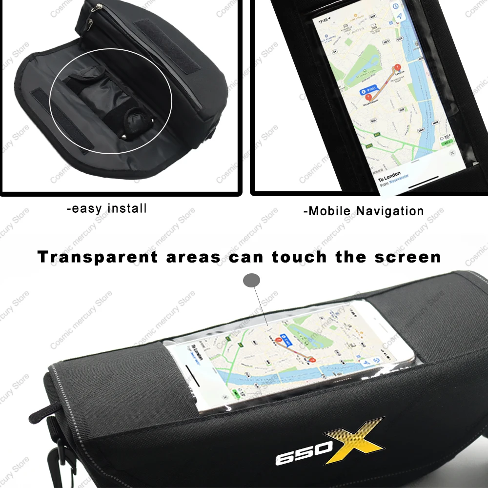 For QJ Motor SVT 650 X Motorcycle Handlebar Travel Bag Motorcycle Waterproof And Dustproof Handlebar Storage Bag