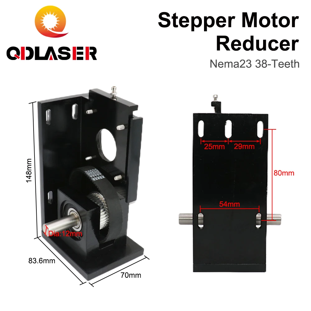 QDLASER Stepper Motor Reducer Nema23 38-Teeth/ Nema23 60-Teeth/ Nema34 72-Teeth for CO2 Laser Engraving Machine Motor Block Set