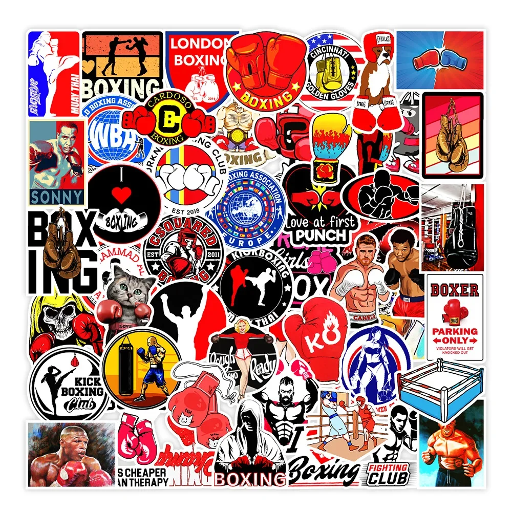 50pcs Boxing Sports Graffiti Mobile Phone Cabinet Wall Decoration Stickers Notebook Waterproof Stickers