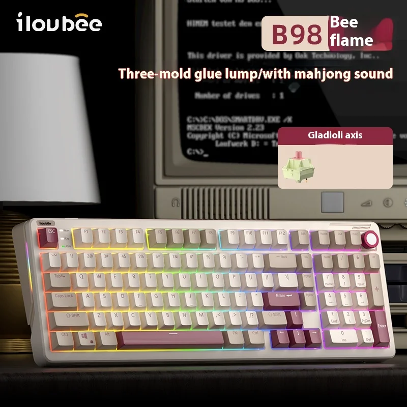 ILovbee-Teclado mecánico Retro B98, inalámbrico, Bluetooth, 3 modos, intercambio en caliente, RGB, Junta personalizada, Pc, accesorios para jugadores