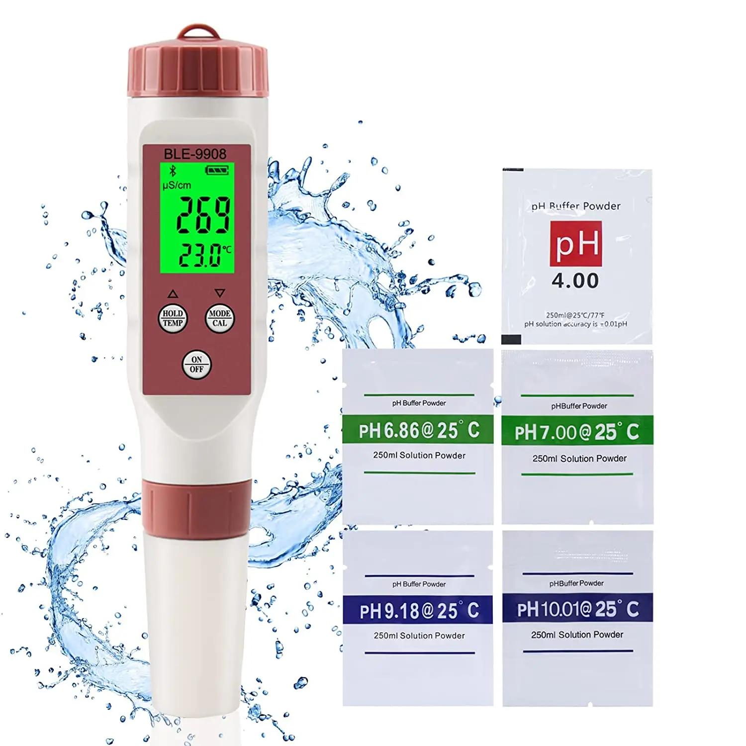 

4 in 1 Bluetooth pH/TDS/EC/Temperature Meter Digital Water Quality Monitor Tester Meter for Pools, Drinking Water,Aquariums