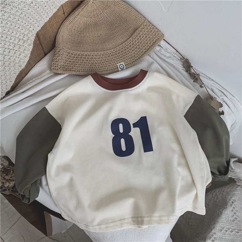 Podkoszulki dziecięce Nowa wiosna 2025 Patchwork z długim rękawem Baggy Fashion Korean Casual