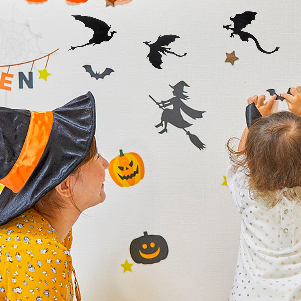 

2 set 3D Dinosaur Wall Stickers Halloween Black Dragon For Haunted School Carnival Window Decor Party Supplies