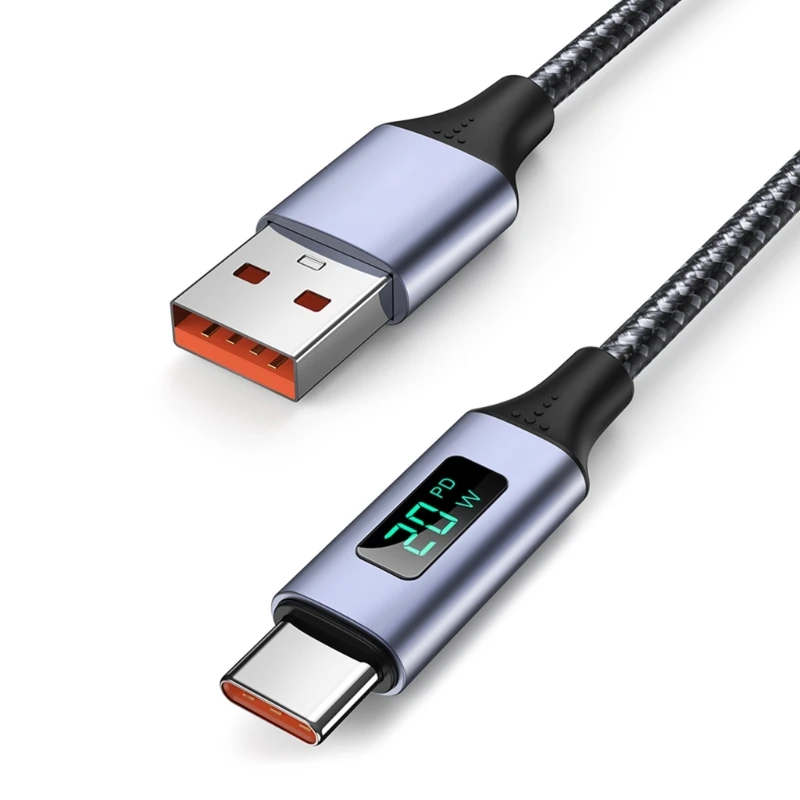 كابل USB C ، 3.0A PD 20 واط LCD عرض الطاقة نوع-C شحن سريع 480Mbps سلك البيانات