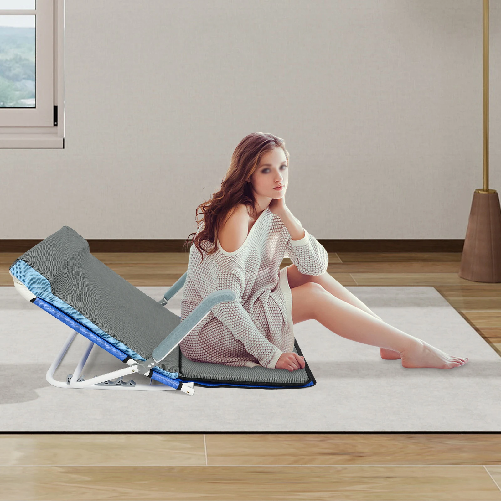 Adjustable Portable Folding Lifting Bed Backrest Lazy Sofa Comfortable for Reading Seat Elderly Living Room Floor Sitting