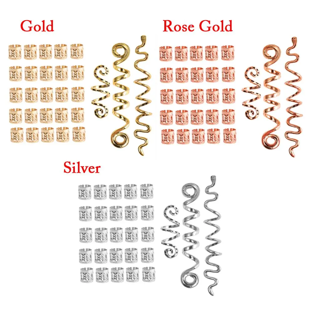 에스닉 스타일 나선형 비즈 링, 더티 브레이드 헤어 버클, 튜브 클립, 레게머리 헤어 액세서리, 스타일링 도구
