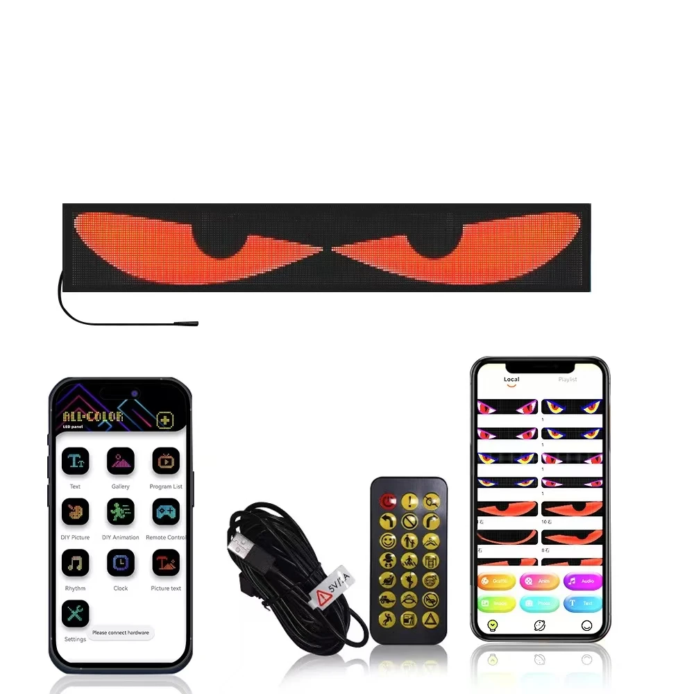 

RGB LED Car Matrix Pixel Panel Truck Eyes Sign Animation DIY Programmable Bluetooth App Control Flexible Scrolling Display Light