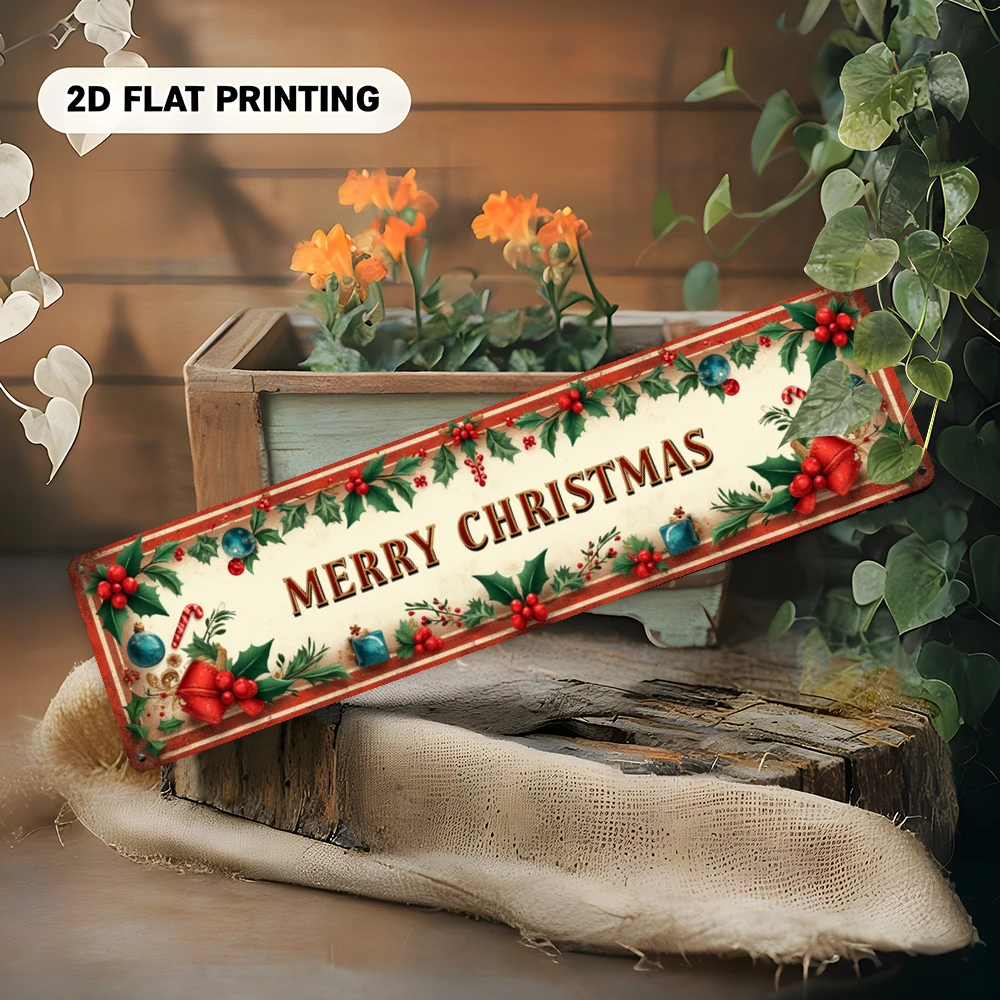 This Aluminum Signboard This Is a Vintage Christmas Greeting Ban. It Is Very Suitable for Home Decoration and Also Suitable