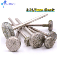 Round Wheel Diamond Grinding Head Round Edge Grinding Head Metal Jade Engraving Polishing Tool 2.35/3mm Shank
