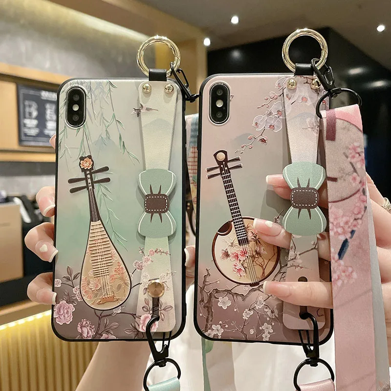 Crossbody pasek na ramię kwiat Vintage etui na telefon dla Xiaomi 12T 10T 11 Lite 12 Poco X5Pro Redmi 12C 12 10 9 9A uwaga 12