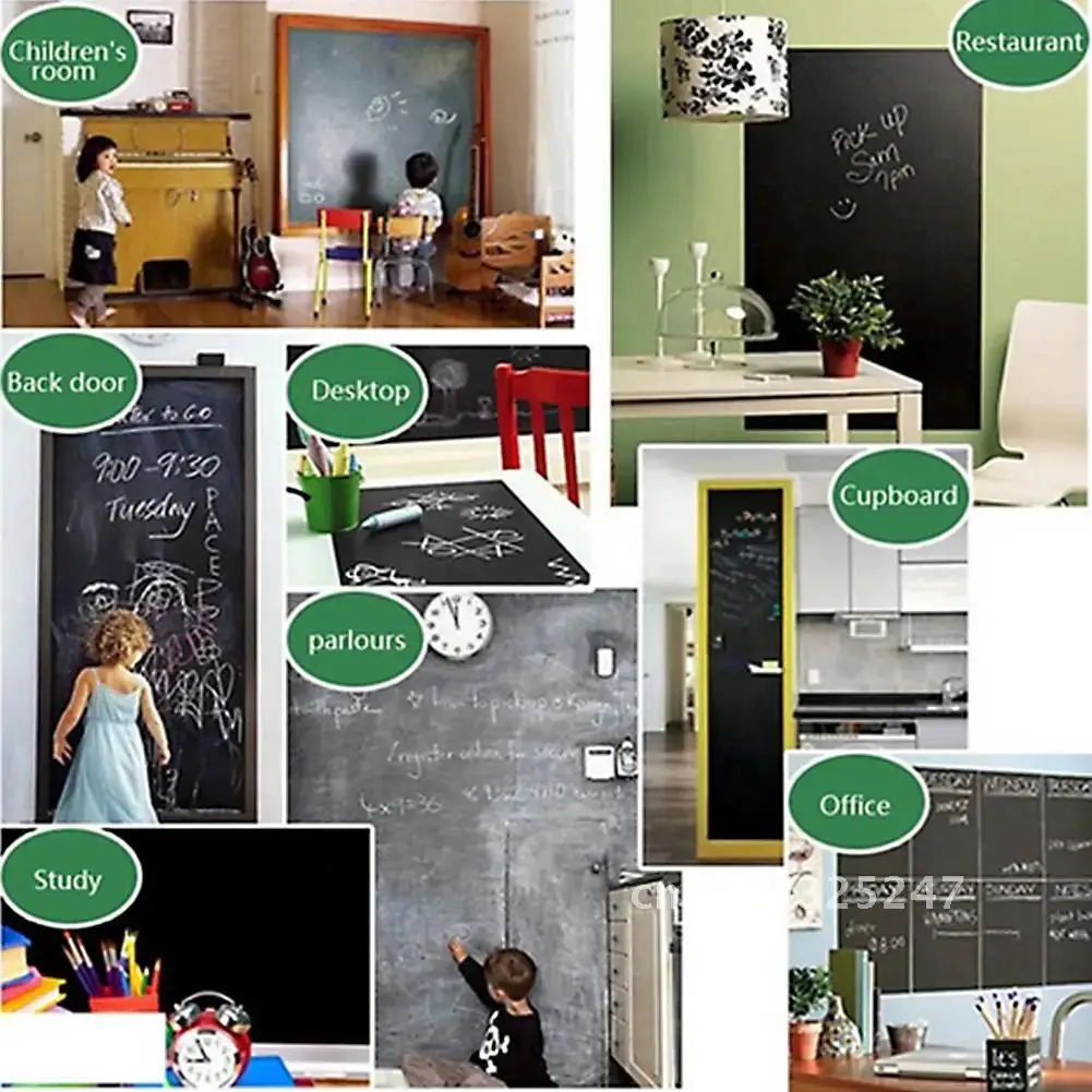 PVC impermeável Blackboard Adesivo para Crianças, Movable Chalk Board, Graffiti Writing Board, Adesivo de parede para Escola e Casa, 200*60cm